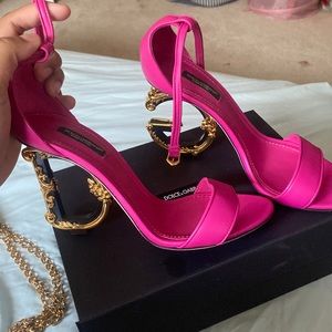 Pink with gold letters dolce and gabbana heels